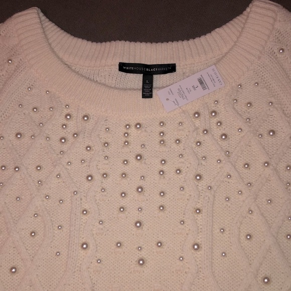 NWT WHBM Pearl Cable Pullover Sweater Lg - Picture 6 of 11